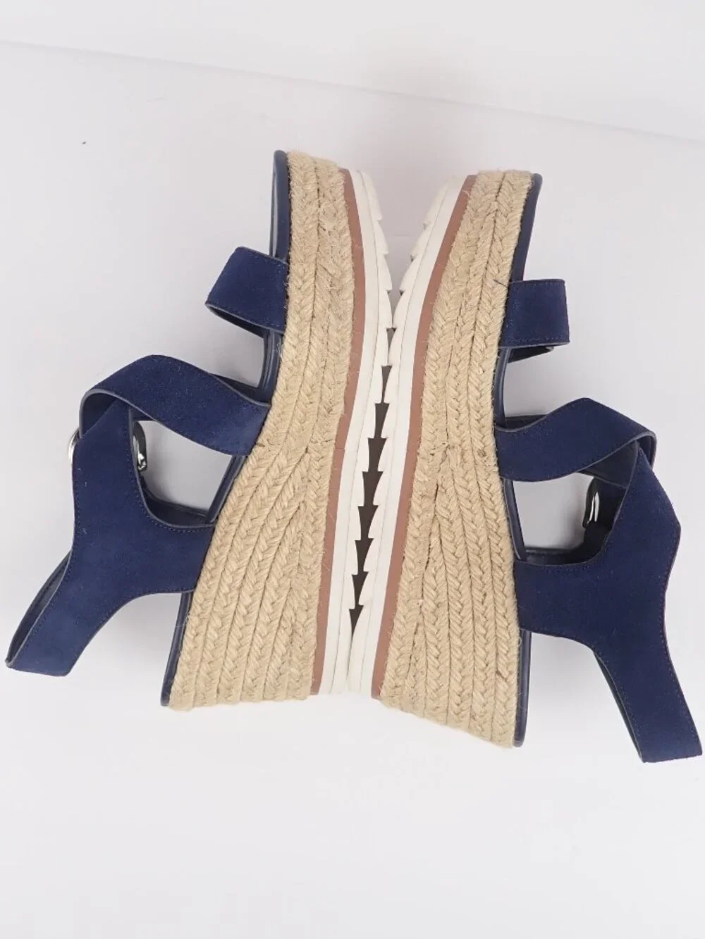Marc Fisher Mfzaine Women's 8.5 M Navy Blue Suede Espadrille Wedge Heel Sandals